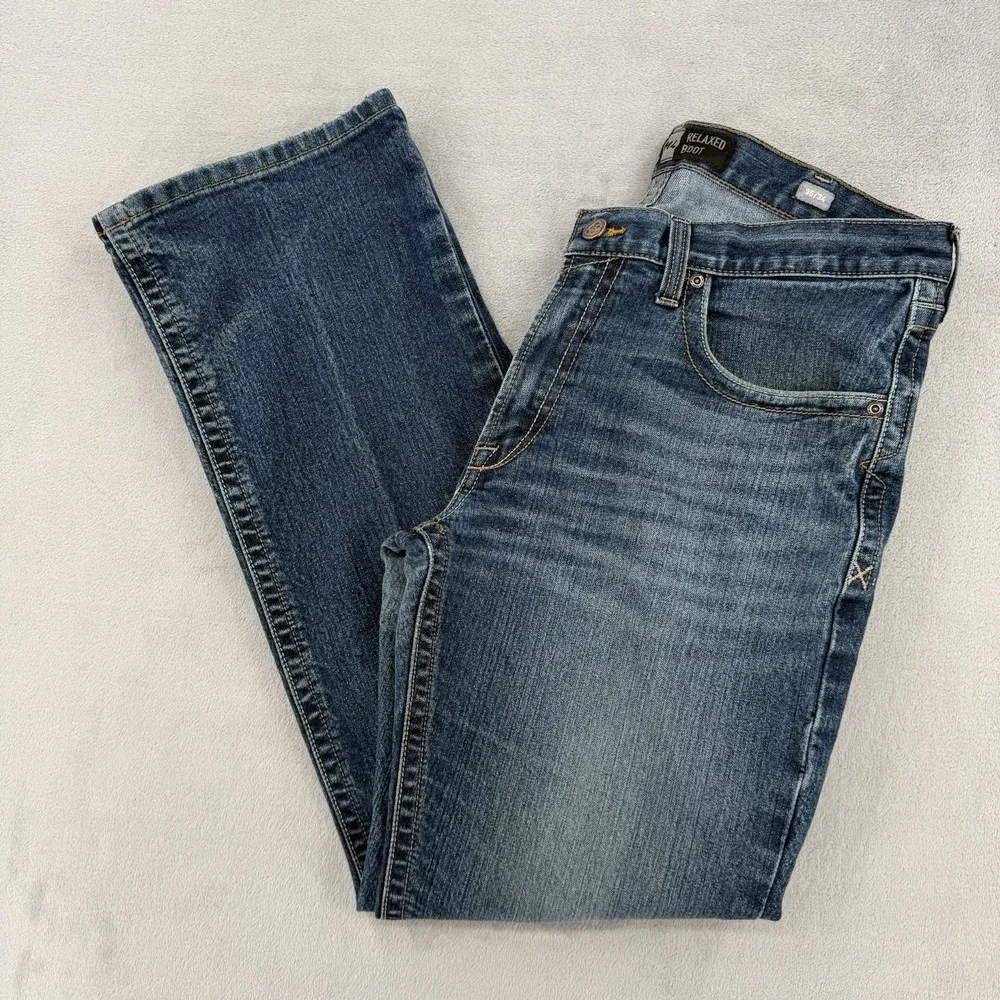 Ariat Rebar M4 Jeans Mens Size 35/34 Relaxed Boot Blue Denim Work Pants Stretch
